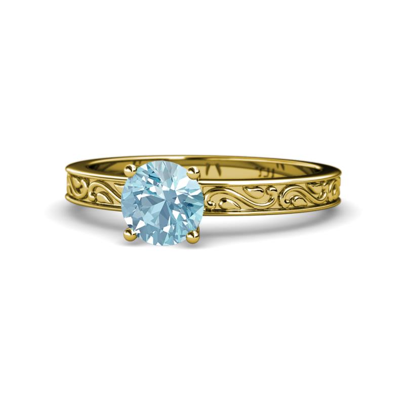 Cael Classic 6.50 mm Round Aquamarine Solitaire Engagement Ring 