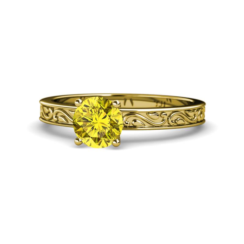 Cael Classic 6.50 mm Round Yellow Diamond Solitaire Engagement Ring 