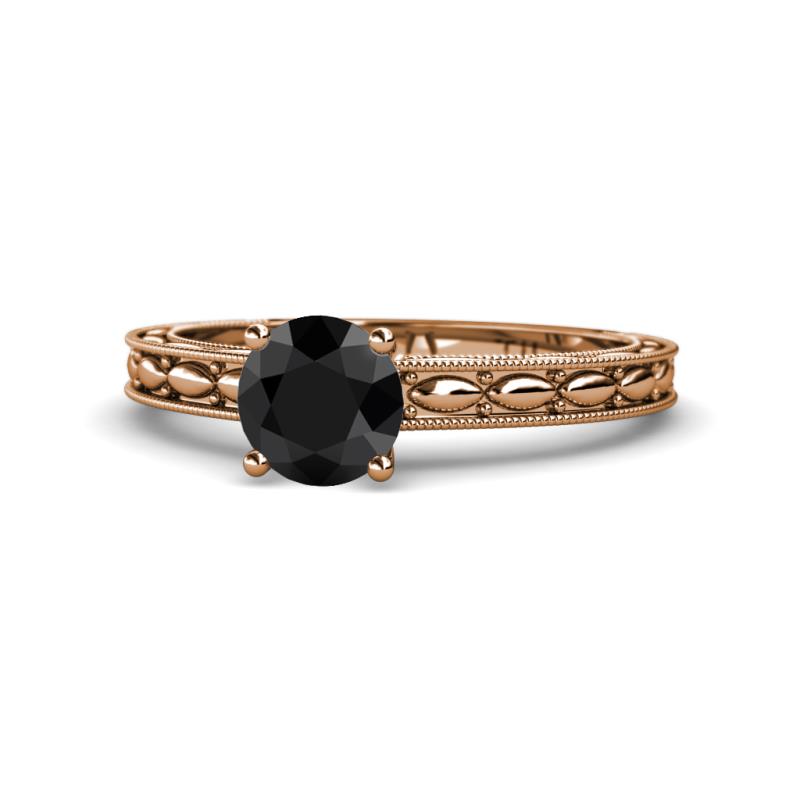 Rachel Classic 6.00 mm Round Black Diamond Solitaire Engagement Ring 