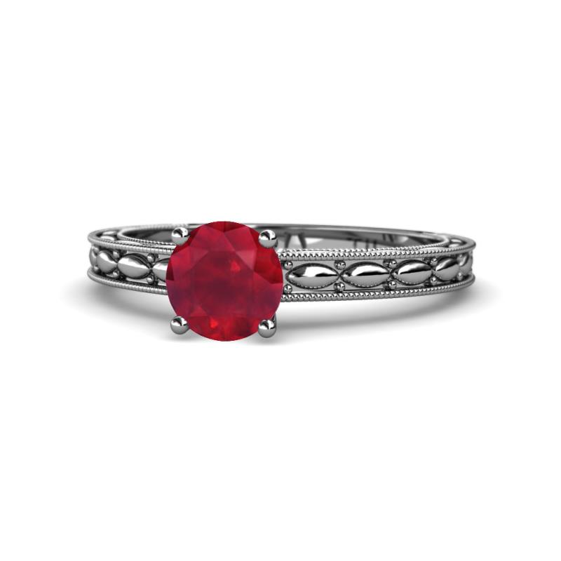 Rachel Classic 6.00 mm Round Ruby Solitaire Engagement Ring 