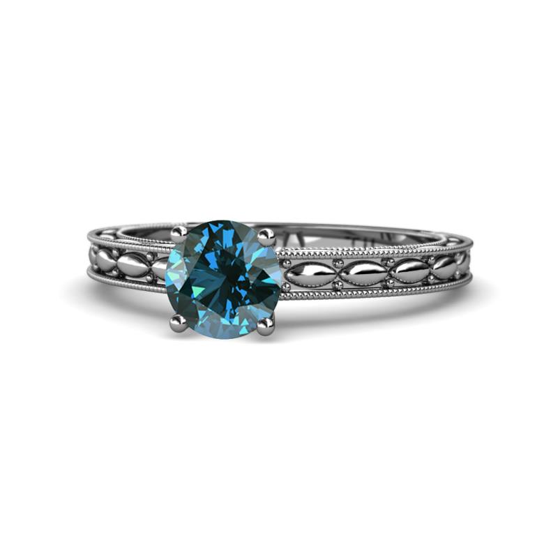 Rachel Classic 6.00 mm Round Blue Diamond Solitaire Engagement Ring 