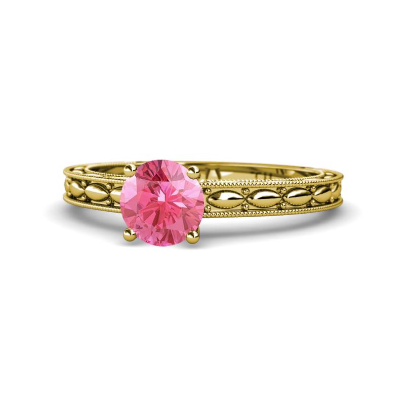 Rachel Classic 6.50 mm Round Pink Tourmaline Solitaire Engagement Ring 