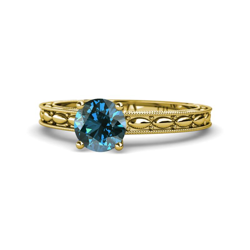 Rachel Classic 6.00 mm Round Blue Diamond Solitaire Engagement Ring 