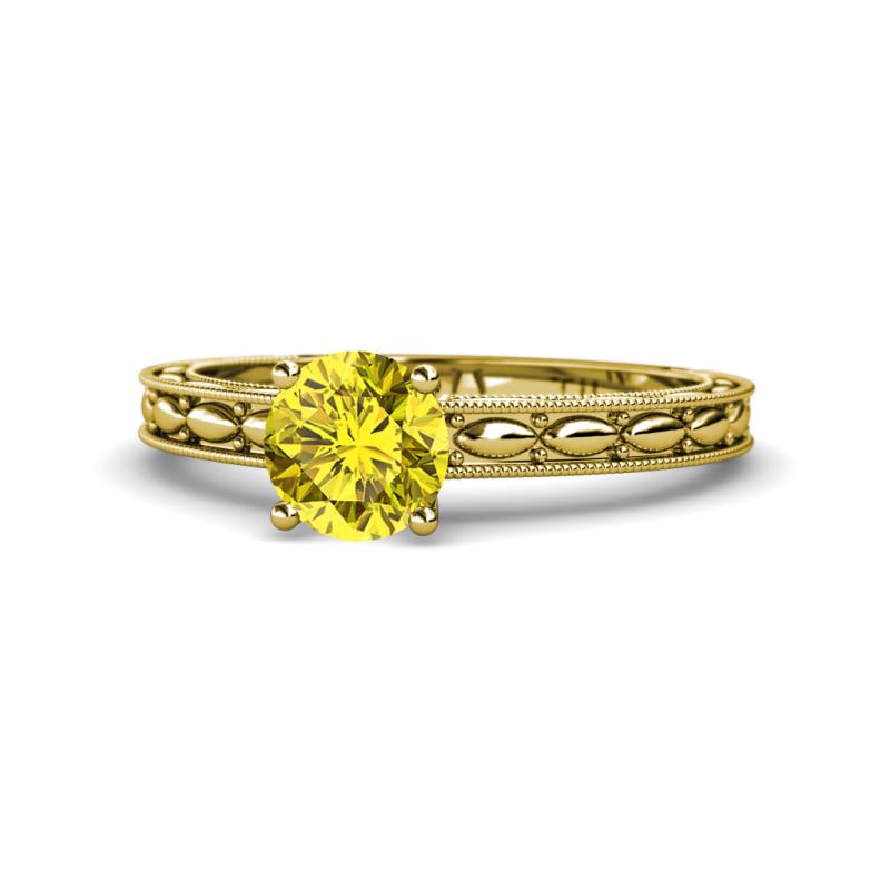 Rachel Classic 6.00 mm Round Yellow Diamond Solitaire Engagement Ring 
