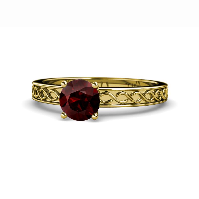 Maren Classic 6.50 mm Round Red Garnet Solitaire Engagement Ring 