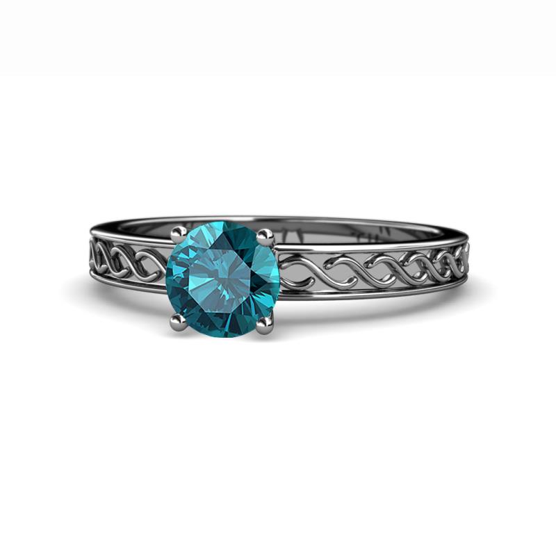 Maren Classic 6.50 mm Round London Blue Topaz Solitaire Engagement Ring 