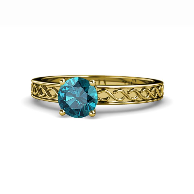 Maren Classic 6.50 mm Round London Blue Topaz Solitaire Engagement Ring 