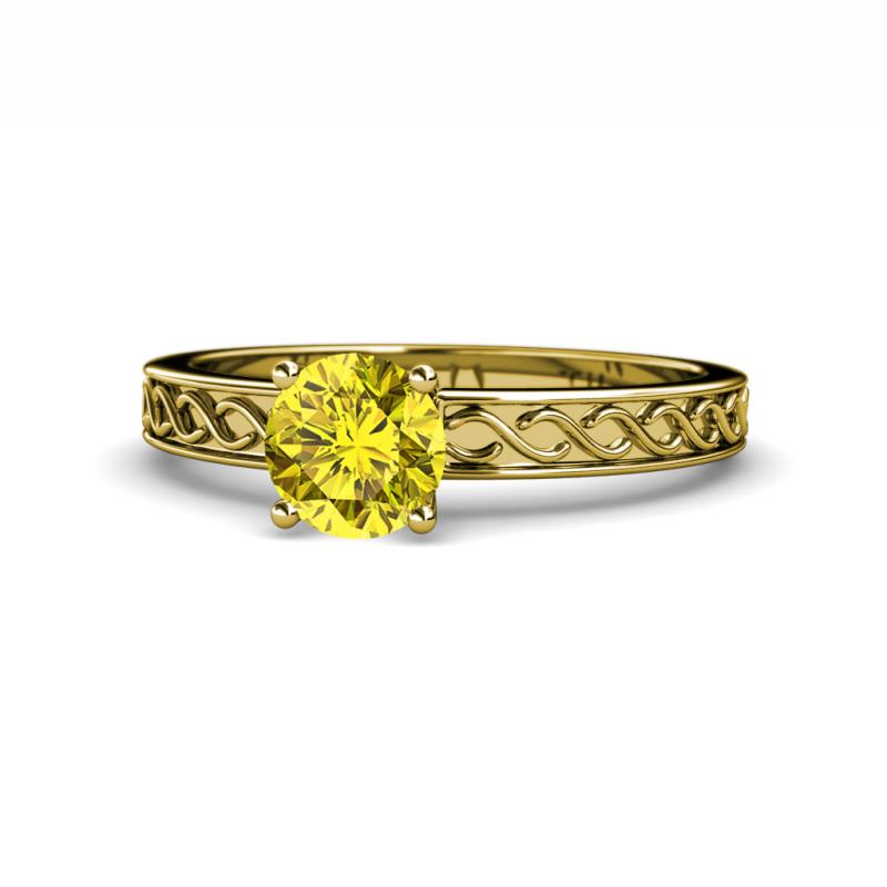 Maren Classic 6.00 mm Round Yellow Diamond Solitaire Engagement Ring 