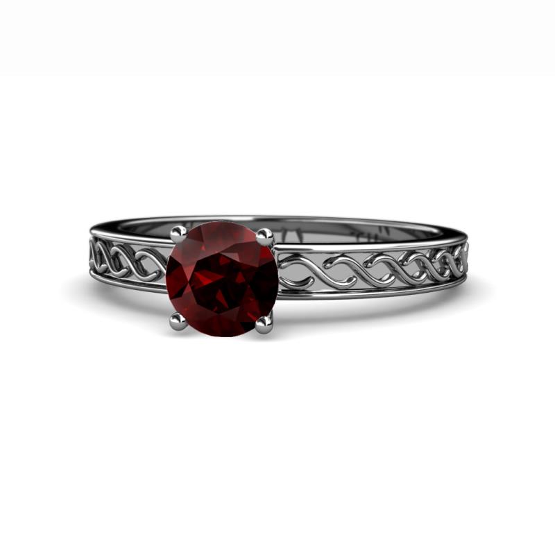 Maren Classic 6.50 mm Round Red Garnet Solitaire Engagement Ring 