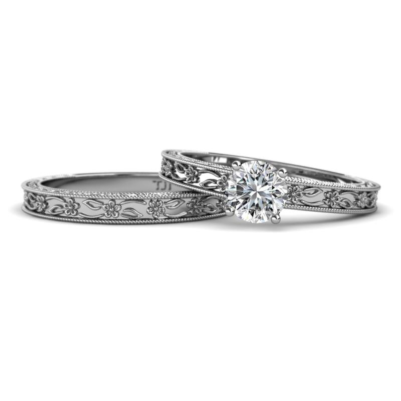 Florie Classic Diamond Solitaire Bridal Set Ring 
