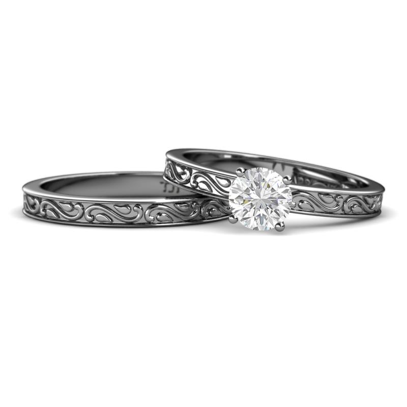 Cael Classic White Sapphire Solitaire Bridal Set Ring 