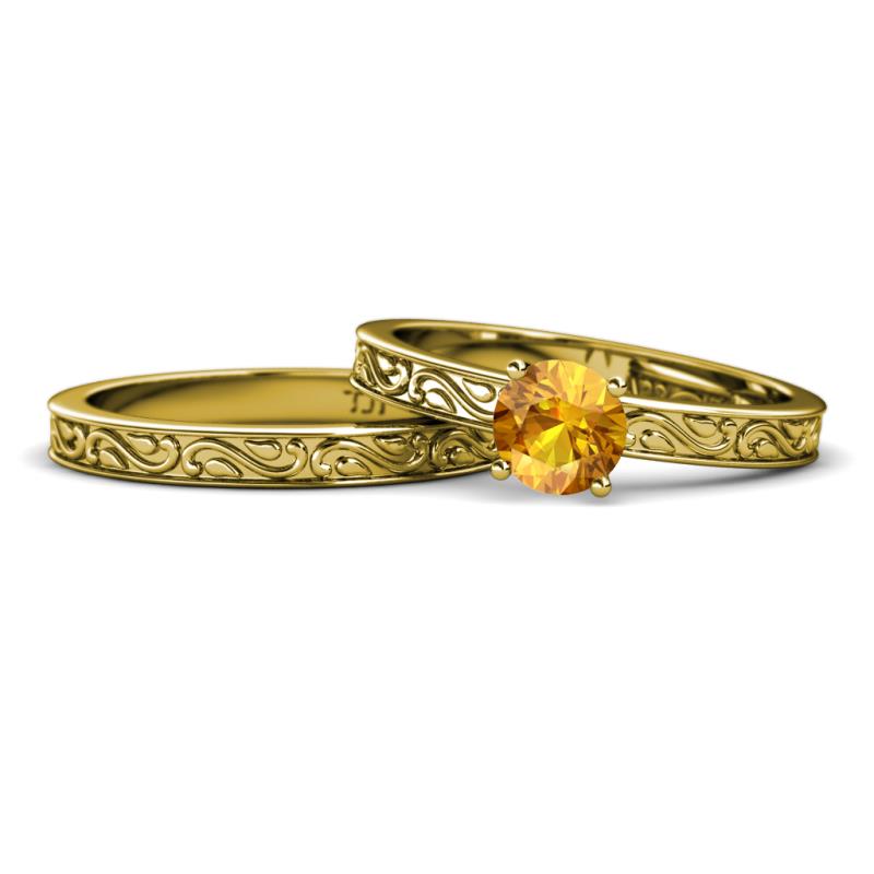 Cael 0.87 ct Classic Citrine Solitaire Bridal Set Ring 