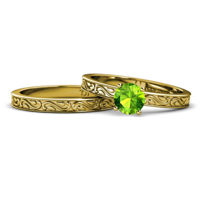 Cael Classic Peridot Solitaire Bridal Set Ring 