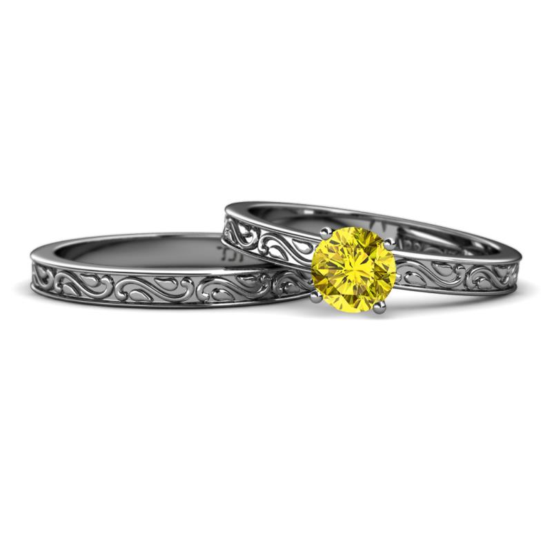 Cael 1.00 ct Classic Yellow Diamond Solitaire Bridal Set Ring 