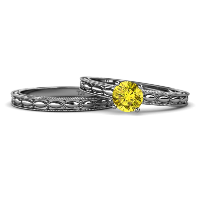 Rachel Classic Yellow Diamond Solitaire Bridal Set Ring 