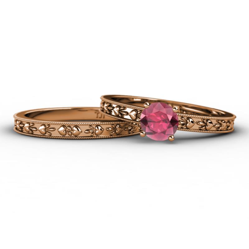 Niah Classic Rhodolite Garnet Solitaire Bridal Set Ring 