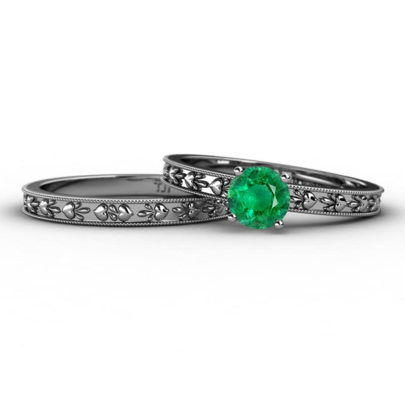 Niah Classic Emerald Solitaire Bridal Set Ring 