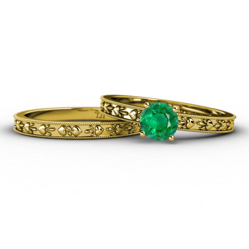 Niah Classic Emerald Solitaire Bridal Set Ring 