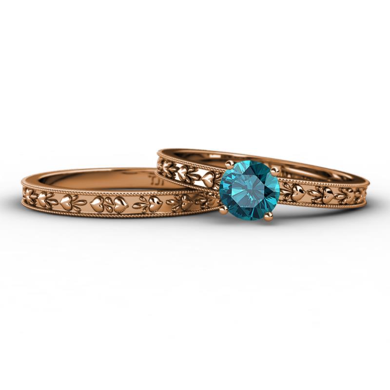 Niah Classic London Blue Topaz Solitaire Bridal Set Ring 