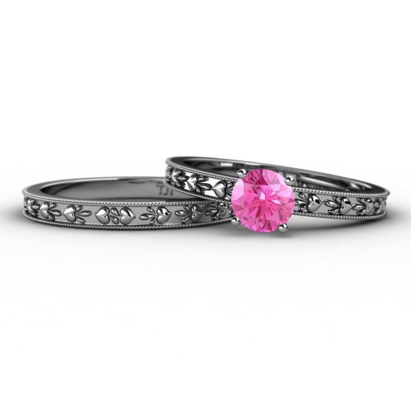 Niah 0.95 ct Classic Pink Sapphire Solitaire Bridal Set Ring  