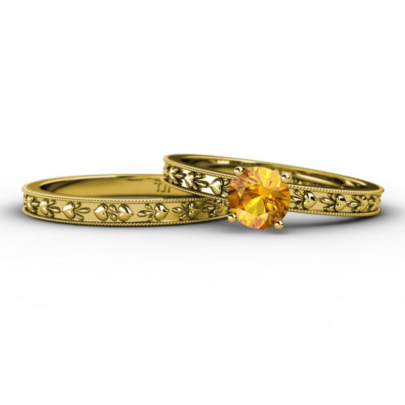 Niah Classic Citrine Solitaire Bridal Set Ring 