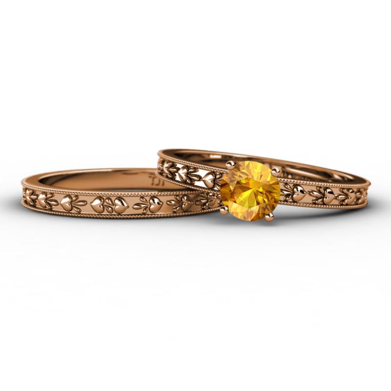 Niah Classic Citrine Solitaire Bridal Set Ring 