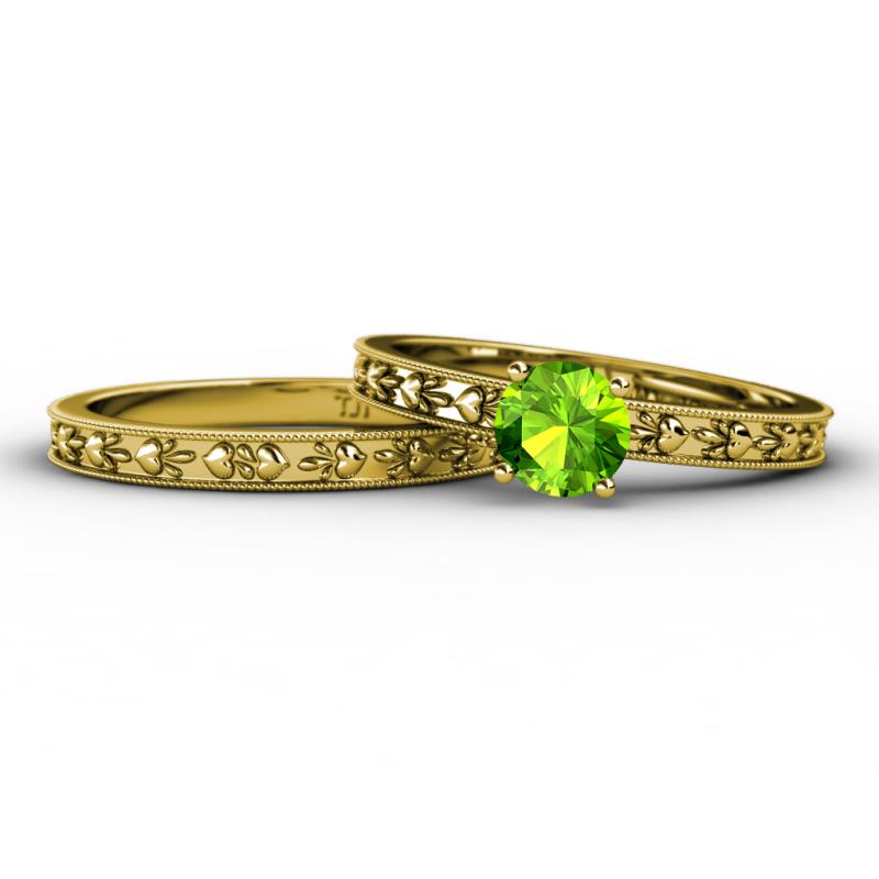 Niah Classic Peridot Solitaire Bridal Set Ring 