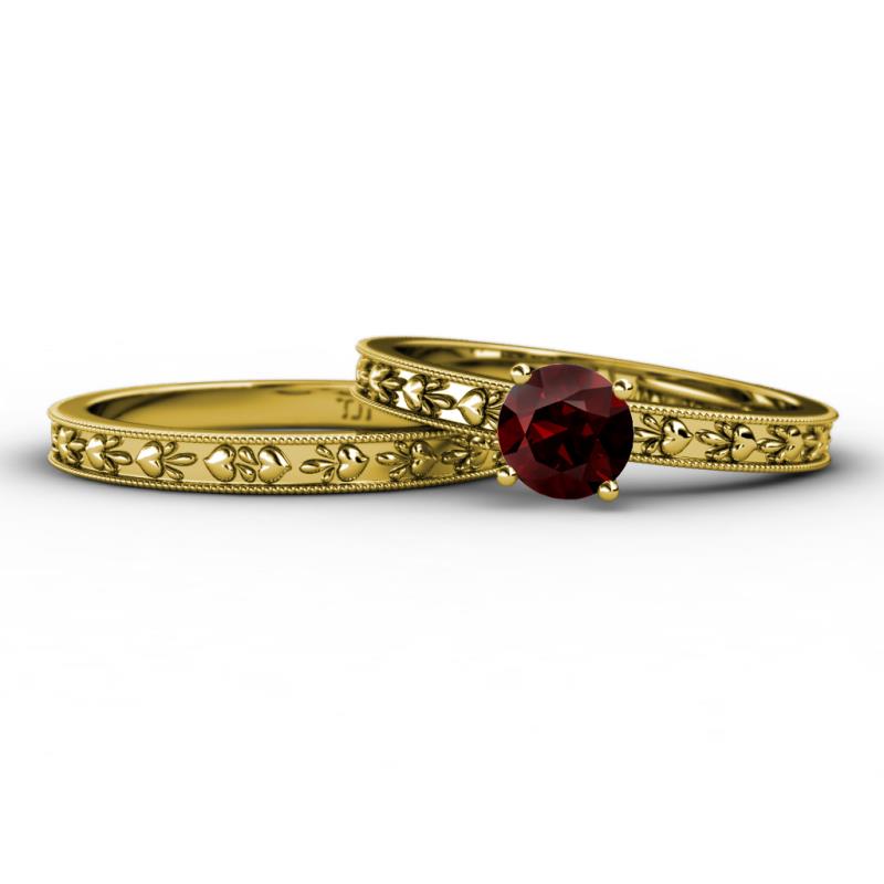 Niah 1.05 ct Classic Red Garnet Solitaire Bridal Set Ring  