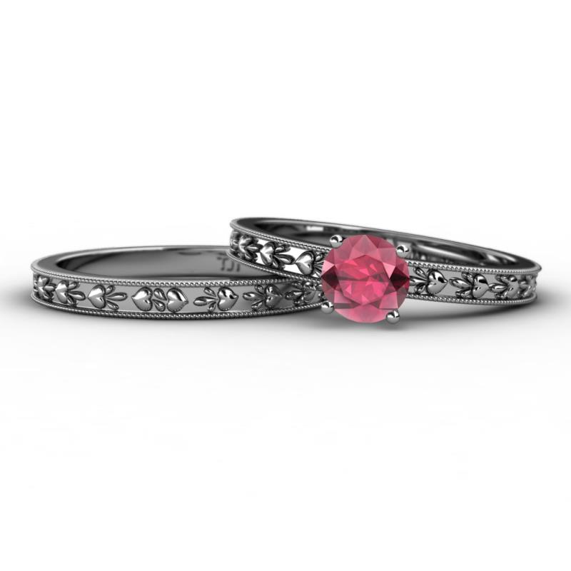 Niah Classic Rhodolite Garnet Solitaire Bridal Set Ring 