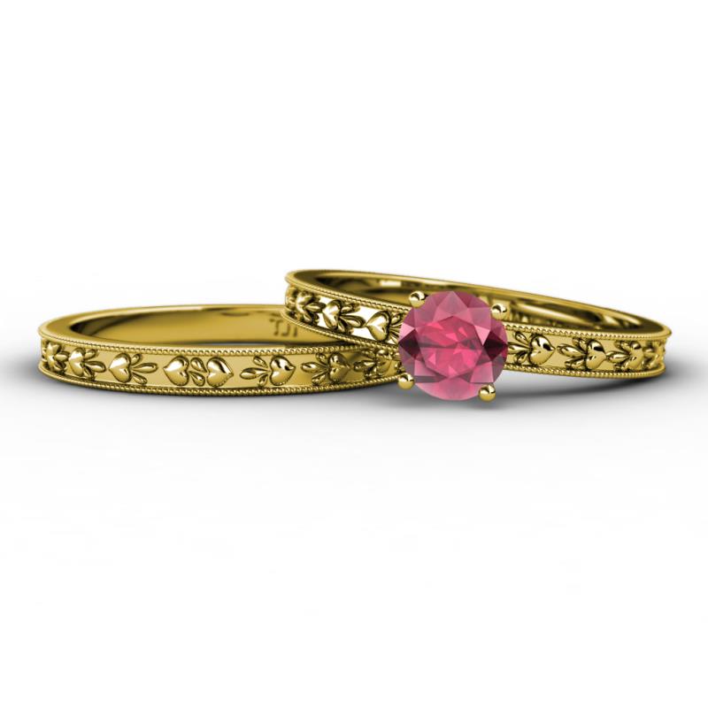 Niah Classic Rhodolite Garnet Solitaire Bridal Set Ring 