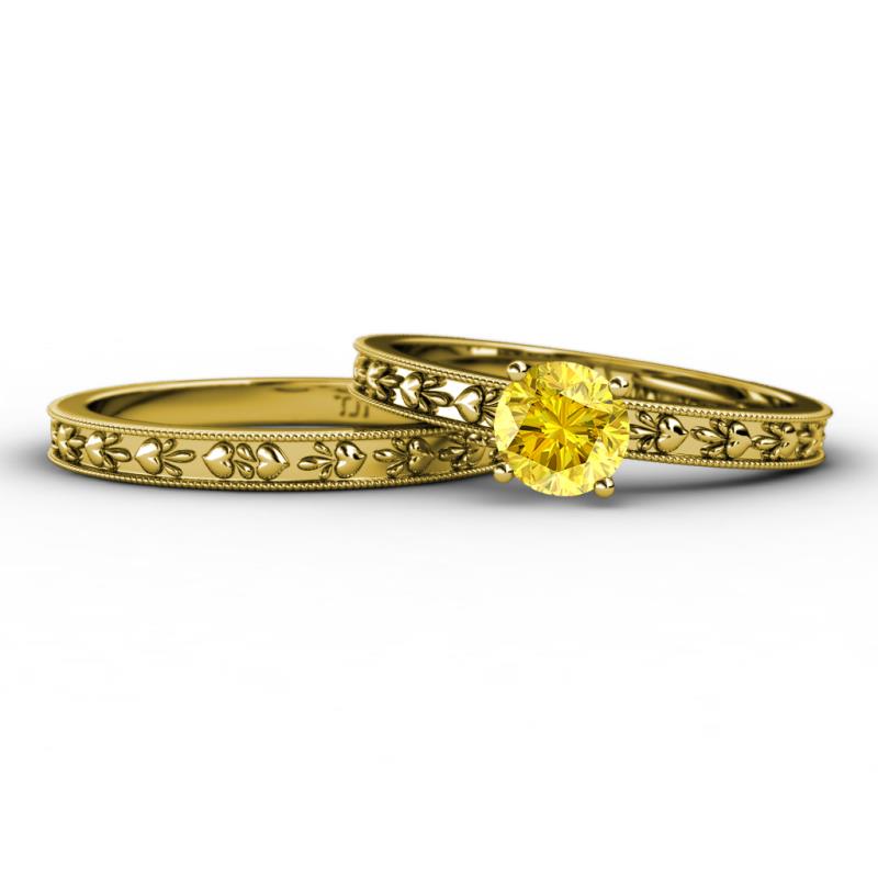 Niah 0.95 ct Classic Yellow Sapphire Solitaire Bridal Set Ring  