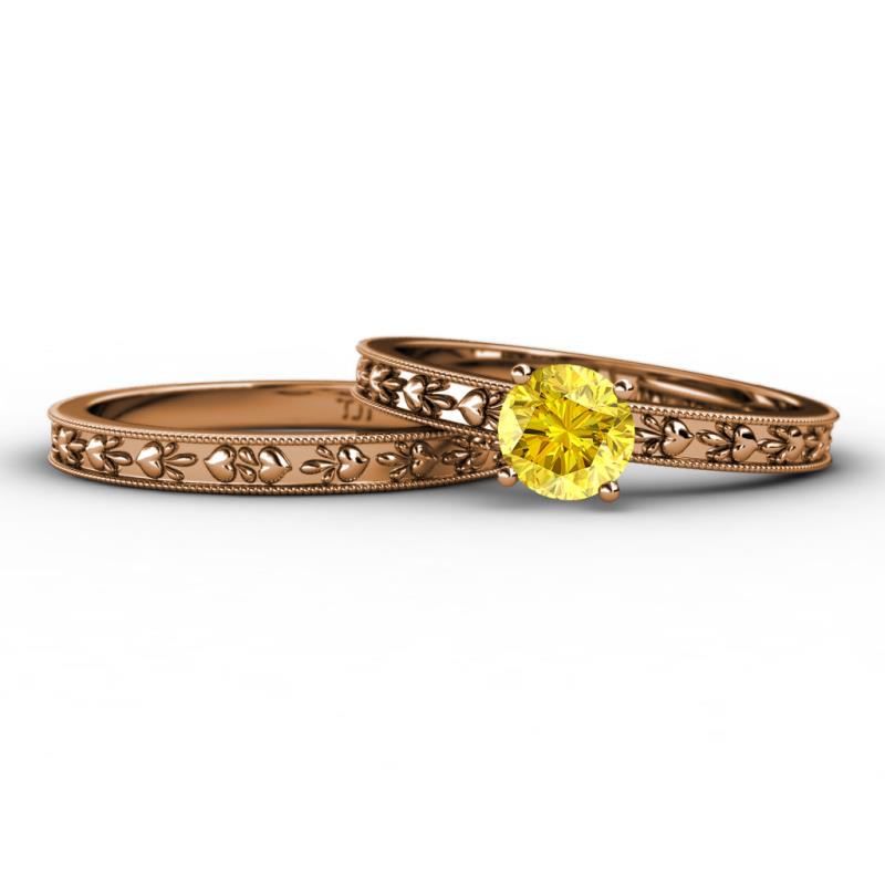 Niah 0.95 ct Classic Yellow Sapphire Solitaire Bridal Set Ring  