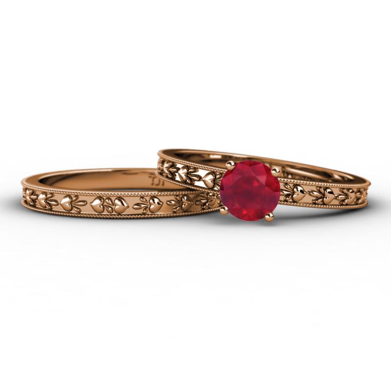 Niah Classic Ruby Solitaire Bridal Set Ring 