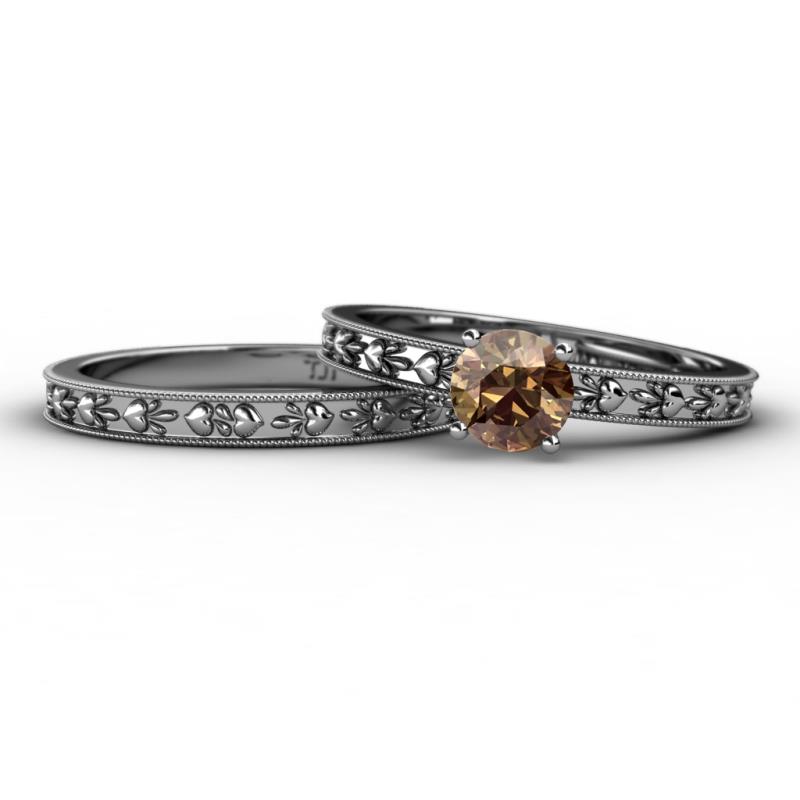 Niah 1.00 ct Classic Smoky Quartz Solitaire Bridal Set Ring  