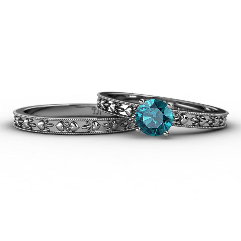 Niah 0.95 ct Classic London Blue Topaz Solitaire Bridal Set Ring  