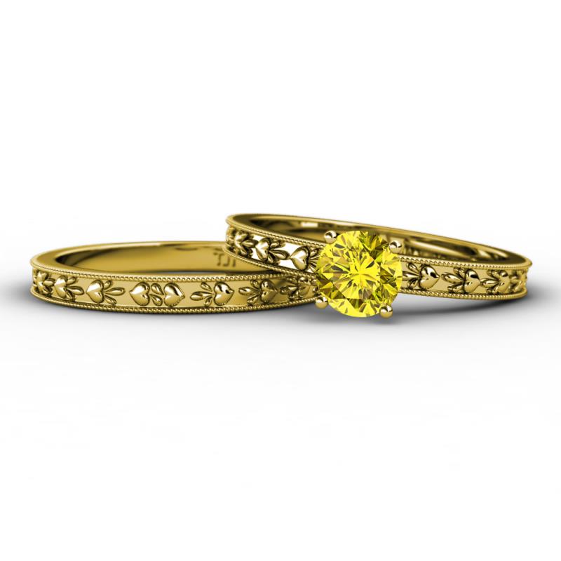 Niah 1.00 ct Classic Yellow Diamond Solitaire Bridal Set Ring  