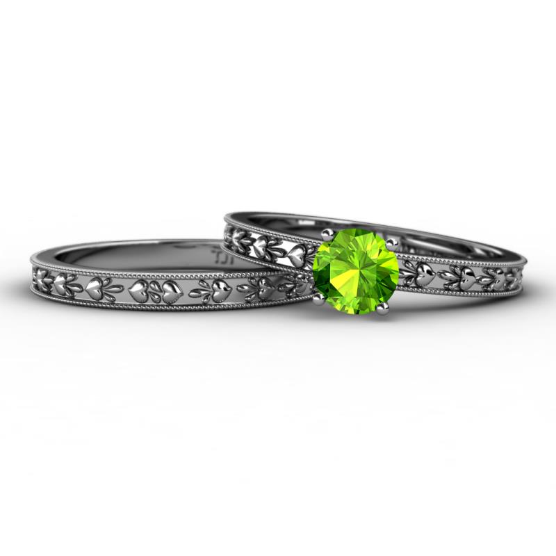 Niah Classic Peridot Solitaire Bridal Set Ring 