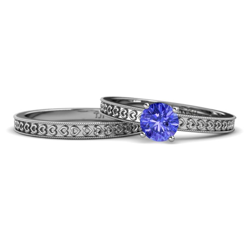 Janina Classic Tanzanite Solitaire Bridal Set Ring 