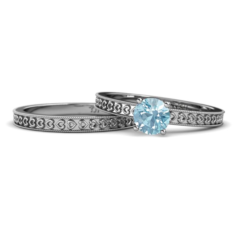 Janina 0.87 ct Classic Aquamarine (6.50 mm) Solitaire Bridal Set Ring  