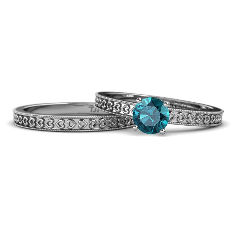 Janina Classic London Blue Topaz Solitaire Bridal Set Ring 