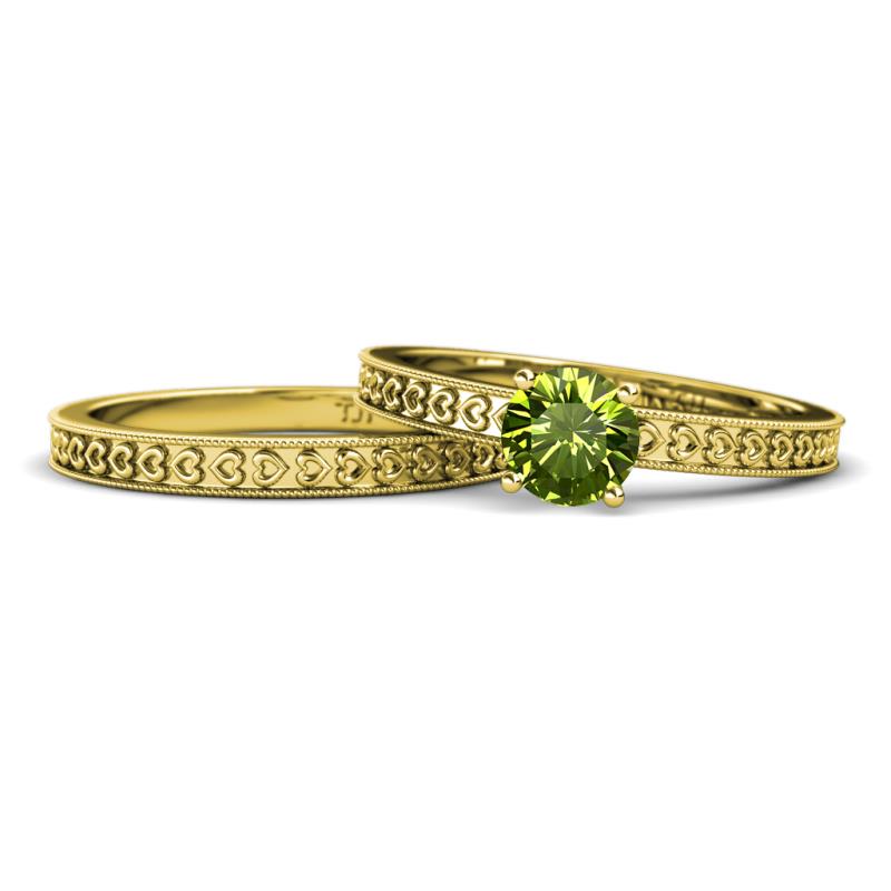 Janina 1.10 ct Classic Peridot (6.50 mm) Solitaire Bridal Set Ring  