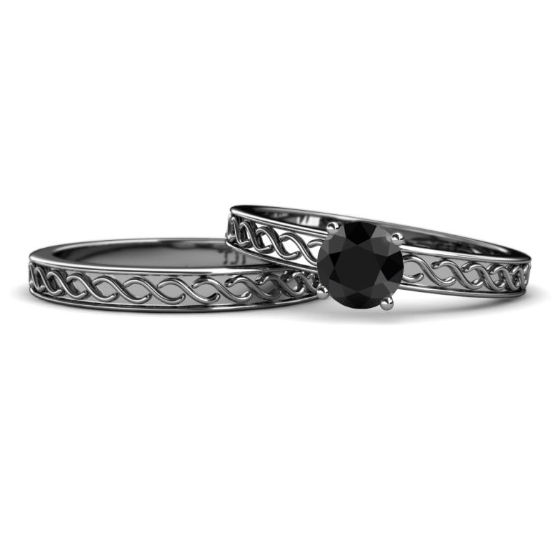 Maren Classic Black Diamond Solitaire Bridal Set Ring 