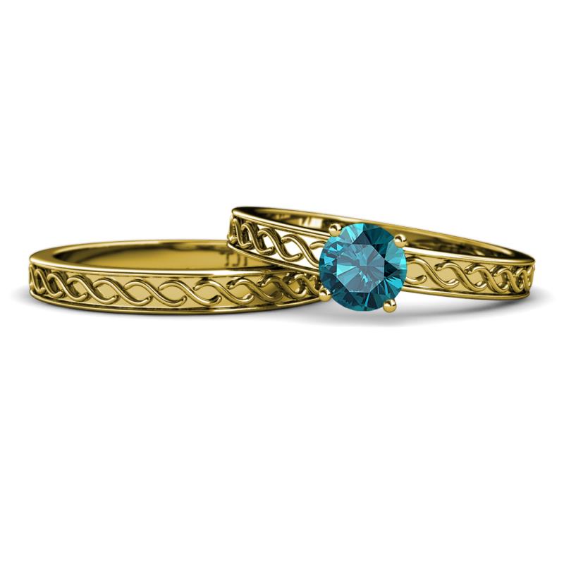 Maren Classic London Blue Topaz Solitaire Bridal Set Ring 