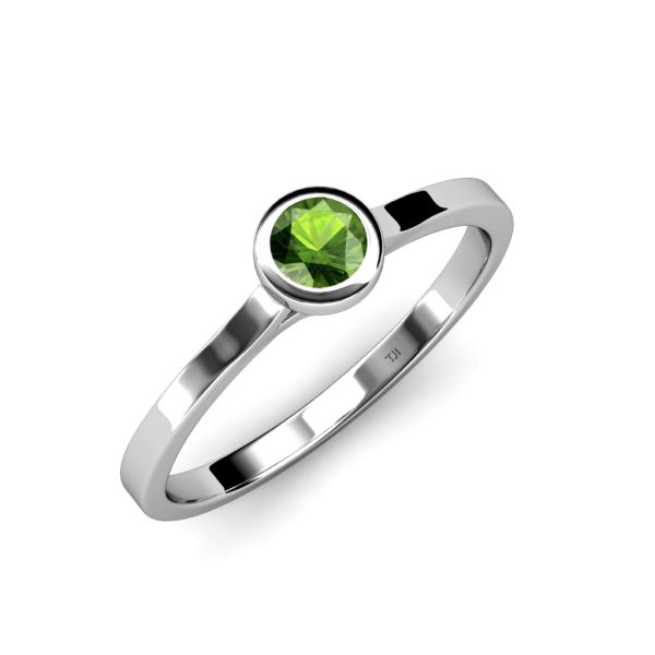 Natare Green Garnet Solitaire Ring 