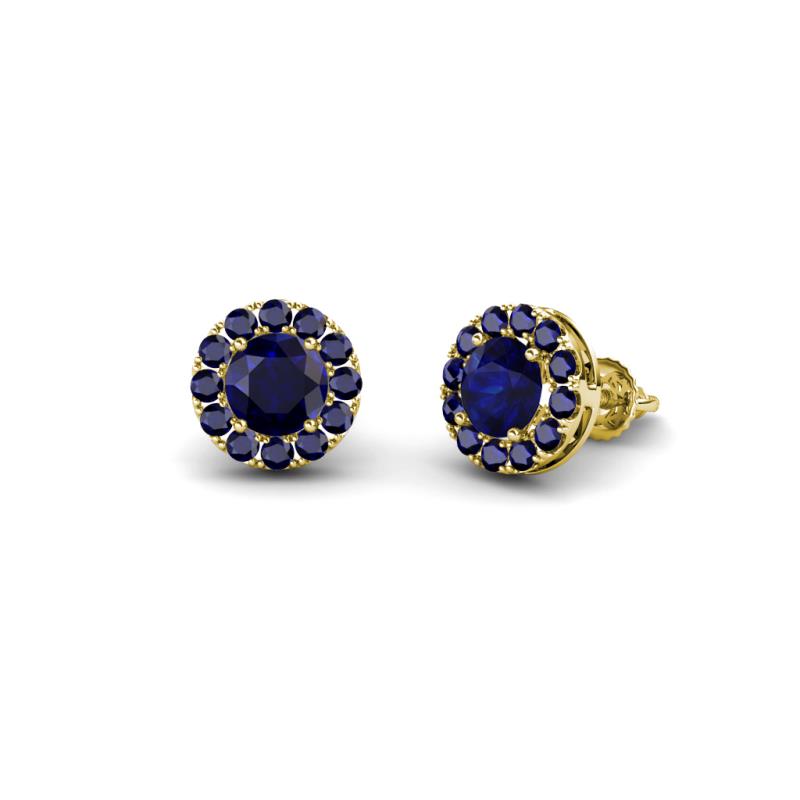 Bernice Round Blue Sapphire Stud Earrings 