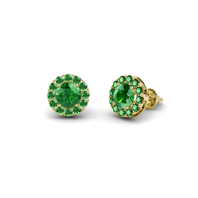 Bernice Round Green Garnet Stud Earrings 