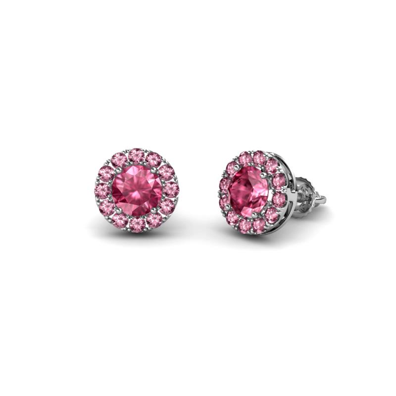 Bernice Round Pink Tourmaline Stud Earrings 