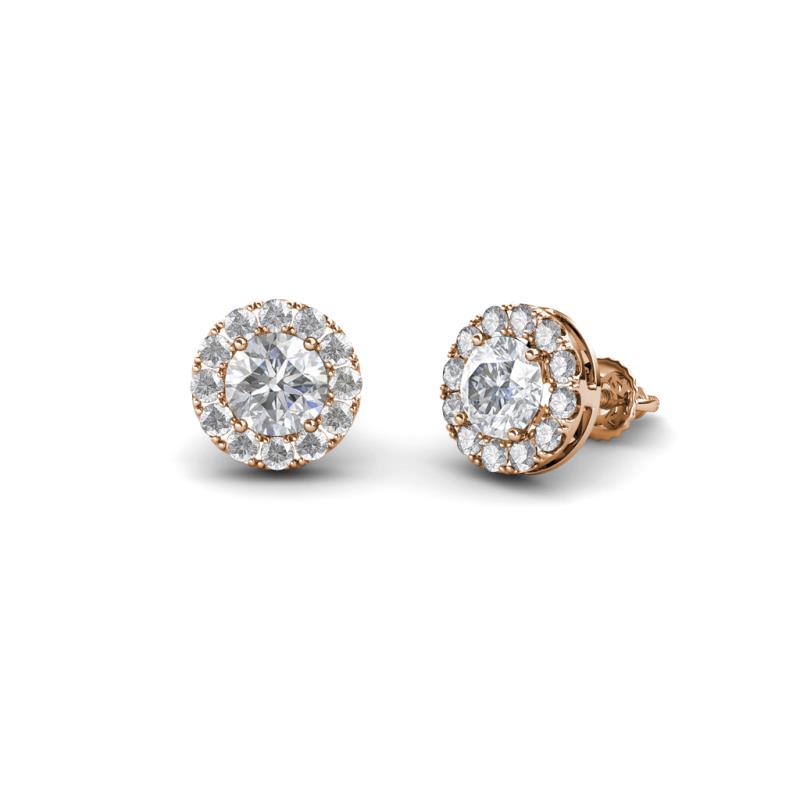 Petite Diamond Halo Post Earrings | Halo Diamond Earrings | Liven White Gold