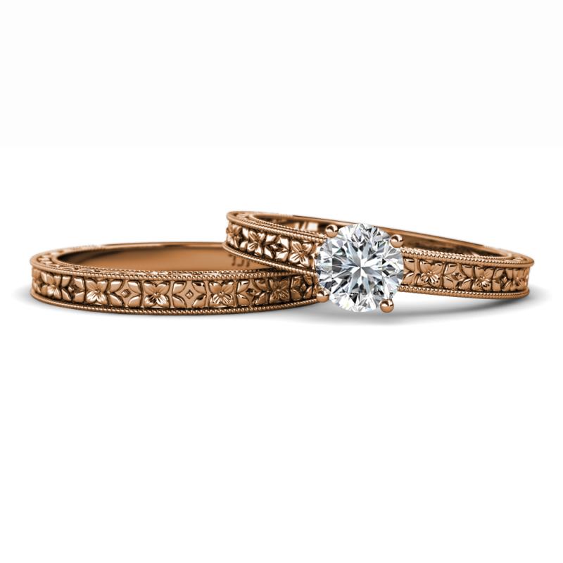 Florian Classic Round Diamond Solitaire Bridal Set Ring 