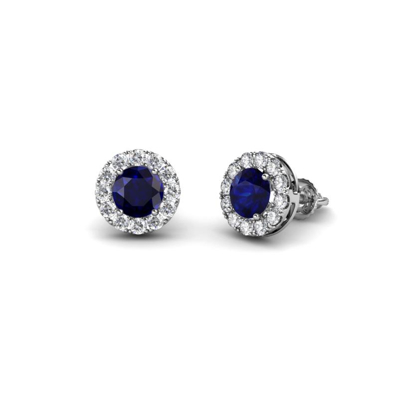 blue sapphire and diamond stud earrings